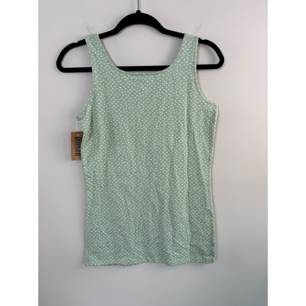 Duluth Trading Co Tank Top Women's S Green Polka Dot No-Yank Stretch Scoop Neck - Picture 3 of 4